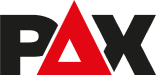 PAX-Logo mit schwarzen Großbuchstaben P und X und rotem Dreieck als stilisiertes A