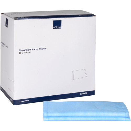 15 Stk Saugkompressen steril 400gsm von ABENA 20 cm x 40 cm weiss/blau - 220930
