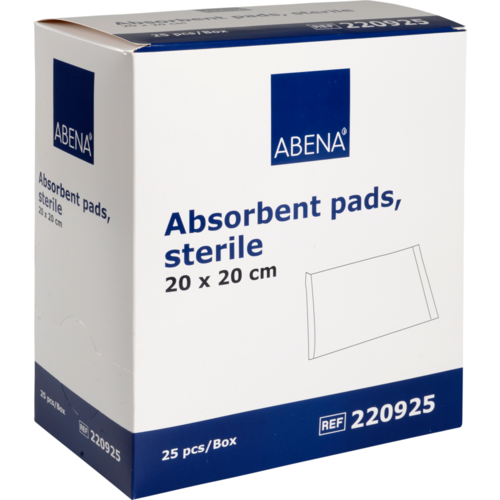 25 Stk Saugkompressen steril 400gsm von ABENA 20 cm x 20 cm weiss/blau - 220925