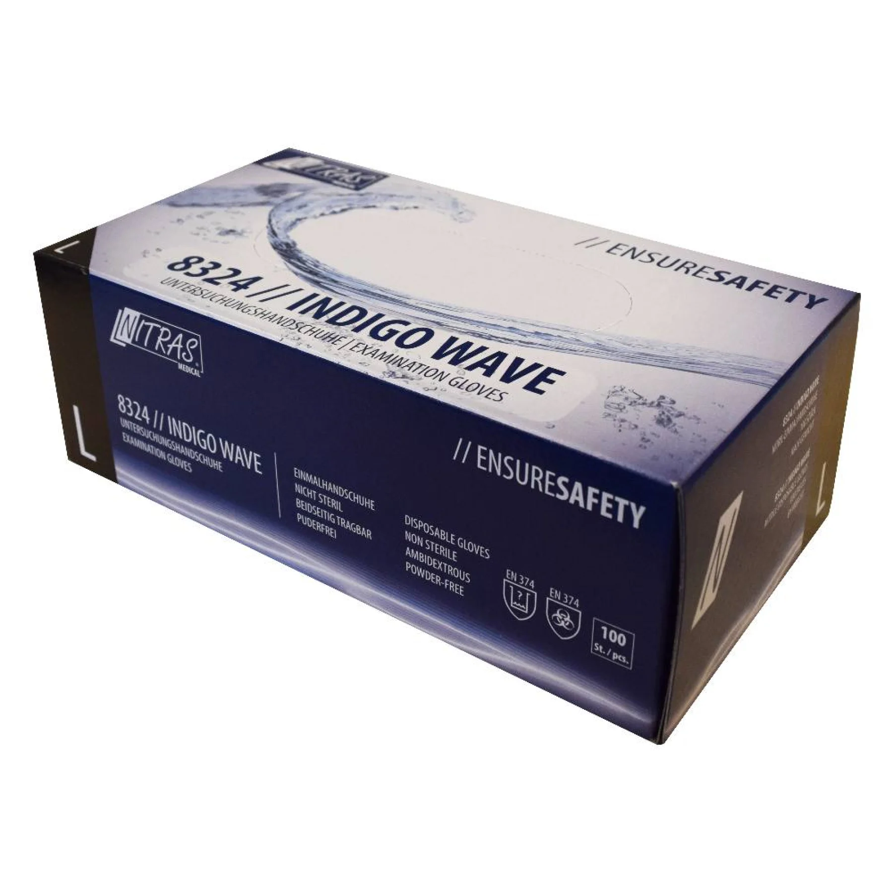 Nitrilhandschuhe INDIGO WAVE - 100 Stk - Farbe: dunkelblau Nitrilhandschuhe INDIGO WAVE - 100 Stk - Farbe: dunkelblau