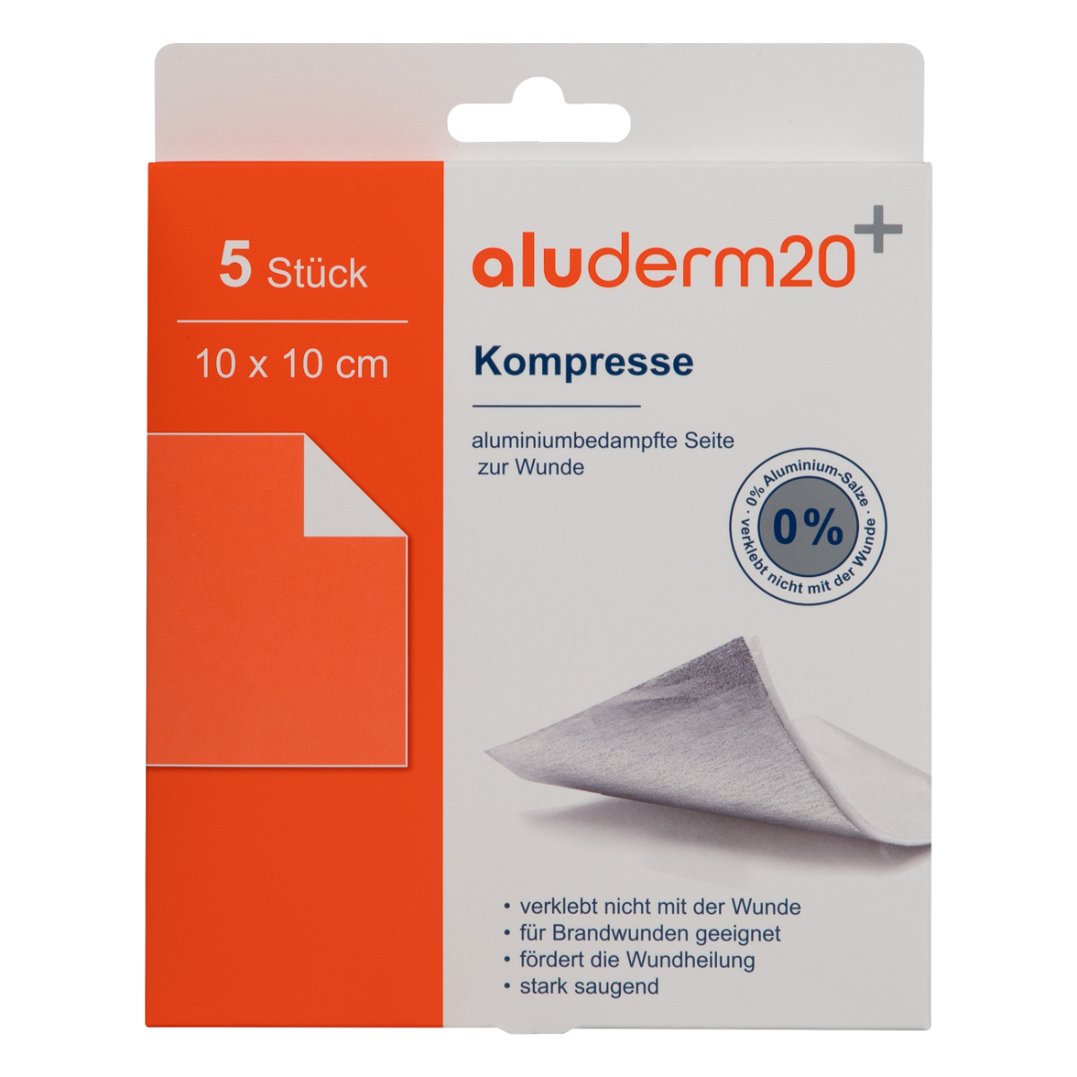 aluderm® Kompressen | 10x10 cm | Box mit 5 Stk. | unsteril