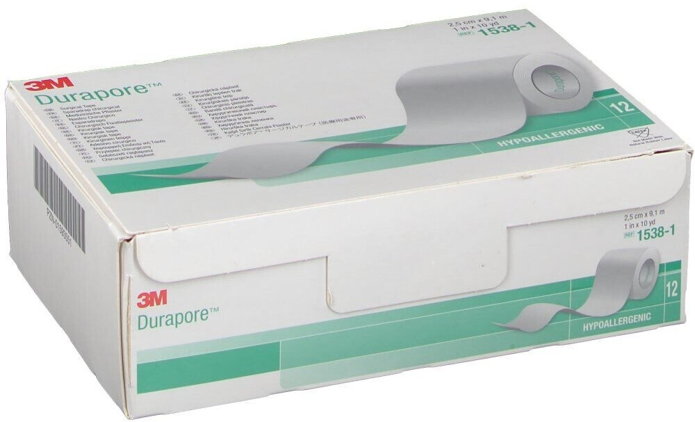 Durapore Pflaster 3M 2,5cm x 9,1m, Pack = 12 Rollen