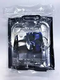 Verpackter FarTec Responder Pelvic Binder in Blau, Universalgröße, medizinischer Beckengurt für Notfall- und Rettungseinsätze, in transparenter Kunststoffverpackung mit Produktbeschriftung sichtbar.