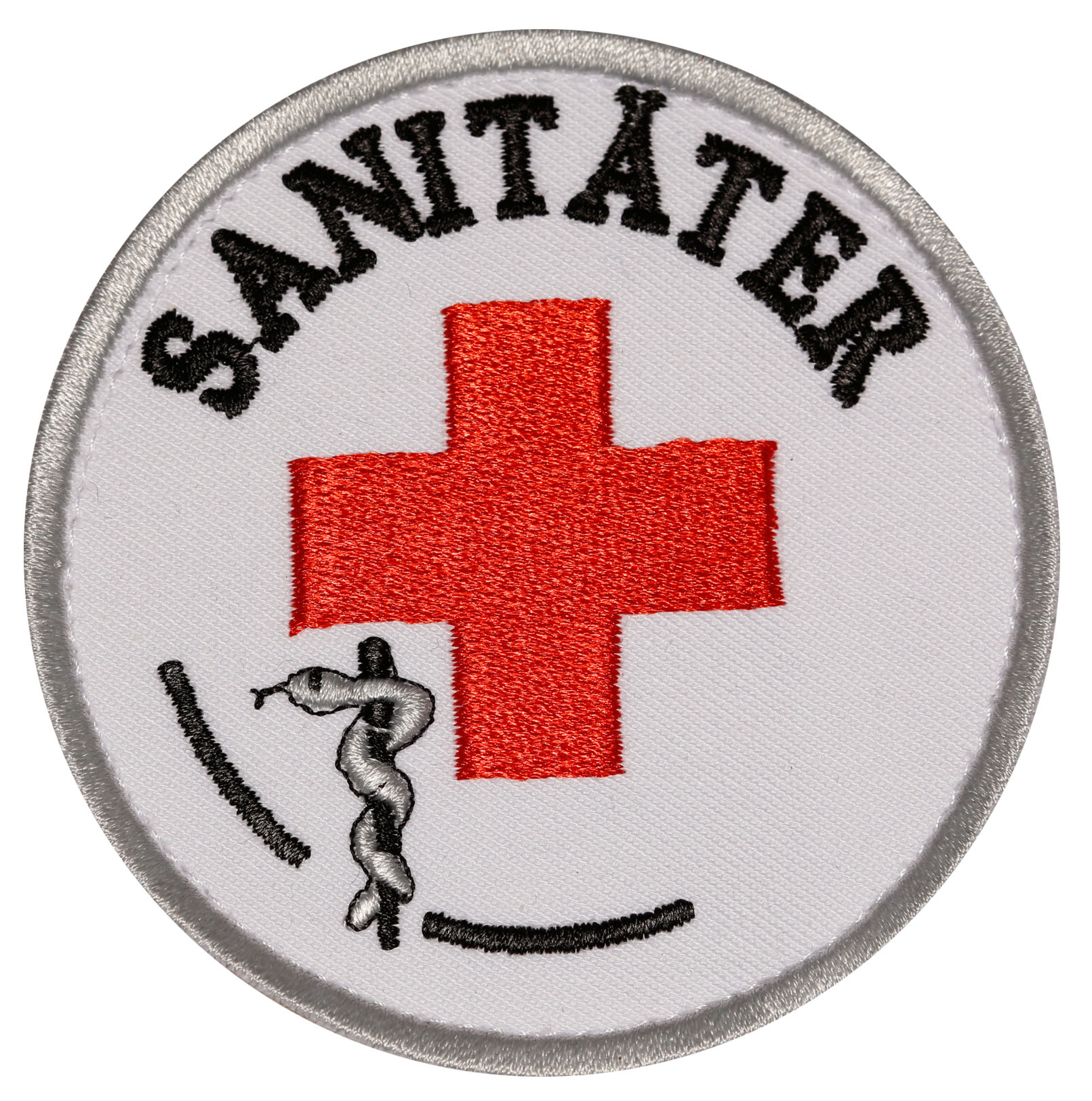 Emblem mit Rot-Kreuz gestickt mit Klett - verschiedene Beschriftungen erhältlich