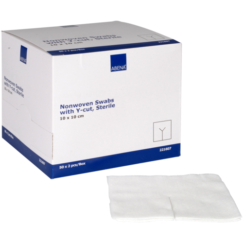 100 Stk Vlies Schlitzkompressen steril 4-lagig 10 cm x 10 cm weiss von ABENA - 221607